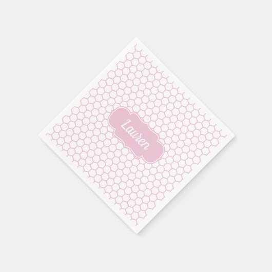 Hellrosa Honeycomb Custom Monogram Serviette (Ecke)