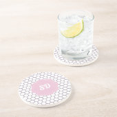Hellrosa Honeycomb Hexagon Custom Monogram Getränkeuntersetzer (Seite)