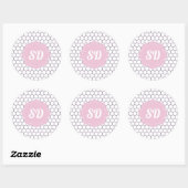 Hellrosa Honeycomb Hexagon Custom Monogram Runder Aufkleber (Blatt)