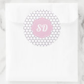 Hellrosa Honeycomb Hexagon Custom Monogram Runder Aufkleber (Tasche)