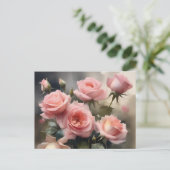 Hellrosa hübsche Rose Aquarellmalerei Postkarte (Stehend Vorderseite)