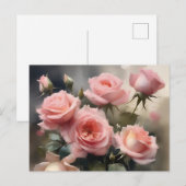 Hellrosa hübsche Rose Aquarellmalerei Postkarte (Vorne/Hinten)