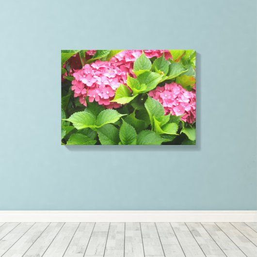 Hellrosa Hydrangeas Leinwanddruck (Insitu (Holzboden))