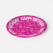 Hellrosa I Liebe Tennis, Happy Birthday Pappteller (Schrägansicht)