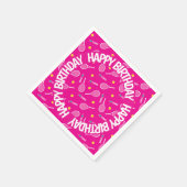 Hellrosa I Liebe Tennis, Happy Birthday Serviette (Ecke)