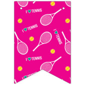 Hellrosa-I-Liebe-Tennis, individuell einstellbar Wimpelkette (Erste Fahne)