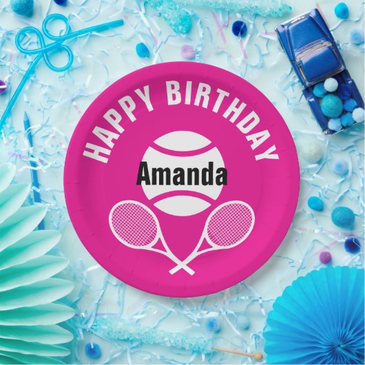 Hellrosa I Liebe Tennis Pappteller (Party)