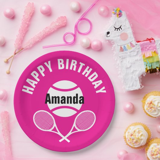 Hellrosa I Liebe Tennis Pappteller (Party)