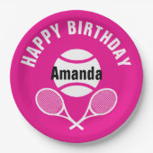 Hellrosa I Liebe Tennis Pappteller (Vorderseite)