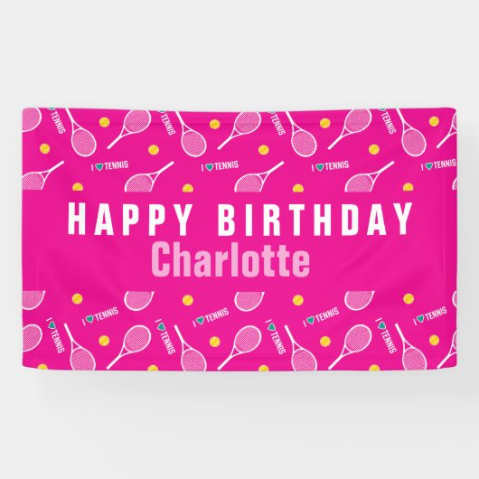 Hellrosa-I-Liebe-Tennismuster Banner (Horizontal)