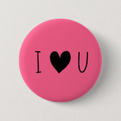 Hellrosa "i Liebe you" Schwarzes Herz Button (Vorderseite)
