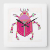 Hellrosa Käfersäulenhalterung Quadratische Wanduhr (Vorderseite)