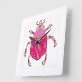 Hellrosa Käfersäulenhalterung Quadratische Wanduhr (Winkel)