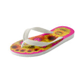 Hellrosa Kinder Unisex Sonnenblumen Flip Flops Kinderbadesandalen (Schrägansicht)