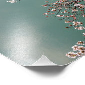 Hellrosa Kirschblüten auf türkischem Hintergrund Fotodruck (Ecke)