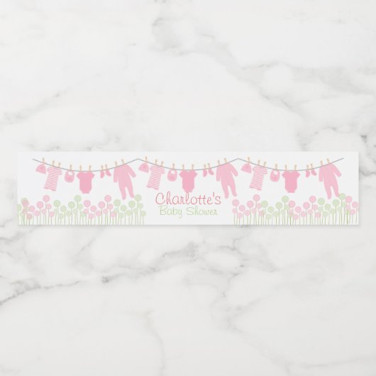 Hellrosa Kleine Kleiderdusche Wasserflaschenetikett (Einzelnes Label)