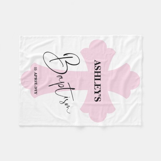 Hellrosa Kreuztaufe Fleecedecke (Vorderseite (Horizontal))