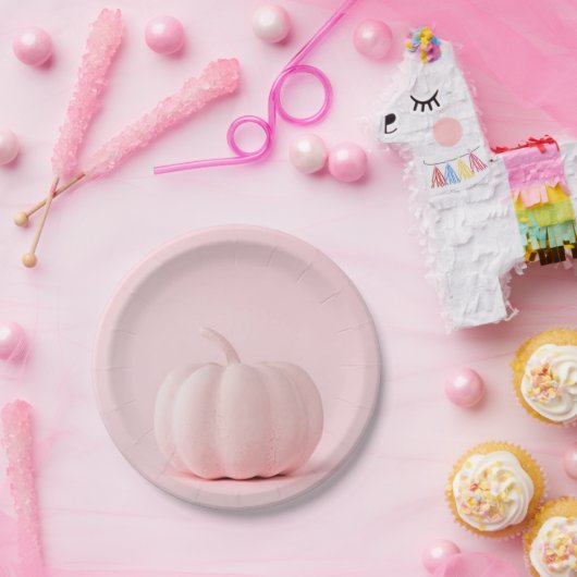 Hellrosa Kürbispapierplatte Pappteller (Party)