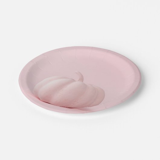 Hellrosa Kürbispapierplatte Pappteller (Schrägansicht)