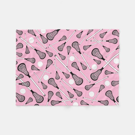 Hellrosa Lacrossestöcke Fleecedecke (Vorderseite (Horizontal))