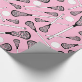 Hellrosa Lacrossestöcke Geschenkpapier (Ecke)