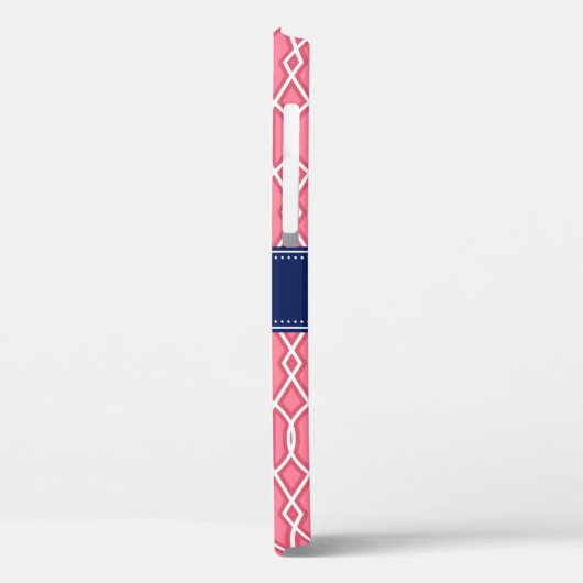 Hellrosa, Lattice Muster Navy Monogram Case-Mate iPhone Hülle (Rückseite / Links)