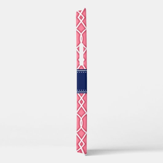 Hellrosa, Lattice Muster Navy Monogram Case-Mate iPhone Hülle (Rückseite / Rechts)