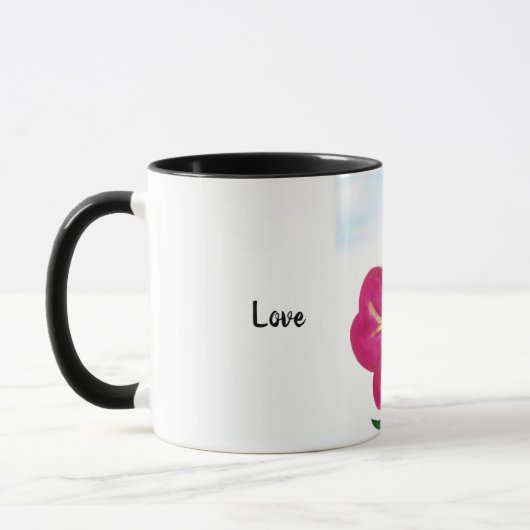 Hellrosa Liebe Typografie Tasse (Links)