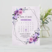Hellrosa Lila Aquarellfarben Blume Save The Date (Stehend Vorderseite)