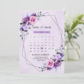 Hellrosa Lila Aquarellfarben Blume Save The Date (Stehend Vorderseite)