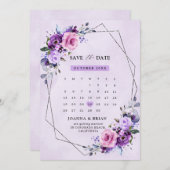 Hellrosa Lila Aquarellfarben Blume Save The Date (Vorne/Hinten)