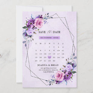 Hellrosa Lila Aquarellfarben Blume Save The Date