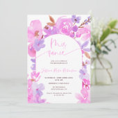 Hellrosa lila Blumenquinceanera Einladung (Stehend Vorderseite)