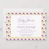 Hellrosa Lila Blütenbaby-Dusche Einladung (Vorderseite)