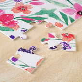 Hellrosa lila grüne Aquarellfarben Blume Puzzle (Seite)