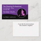 Hellrosa Lila Modernes Haus Reinigungsmädchen Visitenkarte (Vorne/Hinten)