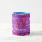 Hellrosa + Lila-Tarnmuster-Glitter-Camo-Name Tasse (Zentrum)