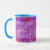 Hellrosa + Lila-Tarnmuster-Glitter-Camo-Name Tasse (Links)