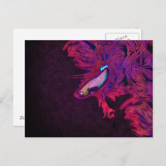 Hellrosa, Lila und blaue Betafische Postkarte (Vorne/Hinten)