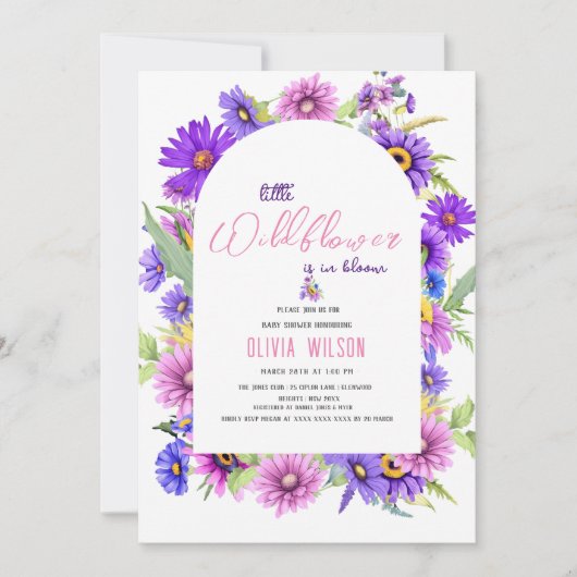 Hellrosa lila Wildblume ist auf dem Weg #3 Einladung (Vorderseite)