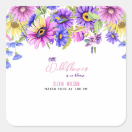 Hellrosa lila Wildblume ist auf dem Weg #4 Quadratischer Aufkleber