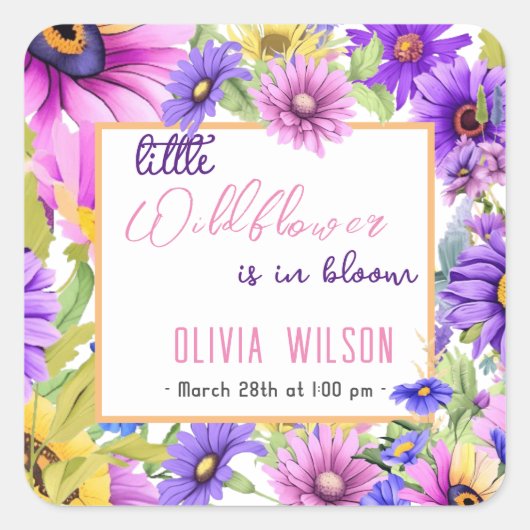 Hellrosa lila Wildblume ist in Blüte #2 Quadratischer Aufkleber (Vorderseite)