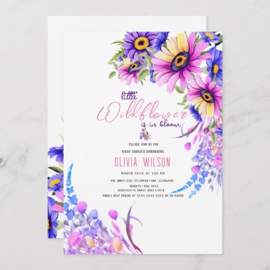 Hellrosa lila Wildblume ist unterwegs #13 Einladung (Vorne/Hinten)