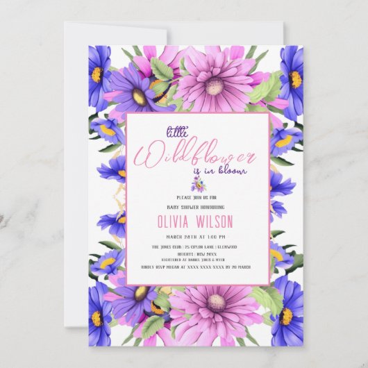 Hellrosa lila Wildblume ist unterwegs #9 Einladung (Vorderseite)