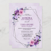 Hellrosa Lilac Lila Shades Blume Hochzeit Einladung (Vorne/Hinten)