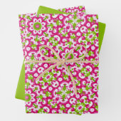 Hellrosa, Lime-Grün- und Weißmuster Geschenkpapier Set (Beispiel)