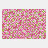 Hellrosa, Lime-Grün- und Weißmuster Geschenkpapier Set (Vorderseite)