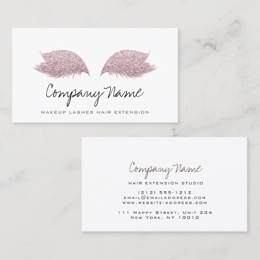 Hellrosa Makeup Artist Lashes Extension Rose Terminkarte (Vorne/Hinten)