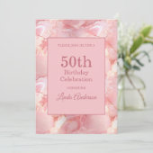 Hellrosa Marmor 50. Geburtstag Einladung (Stehend Vorderseite)