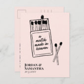 Hellrosa Match Save the Date im Himmel gemacht Postkarte (Vorne/Hinten)